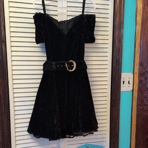 1980s Black Velvet Dress